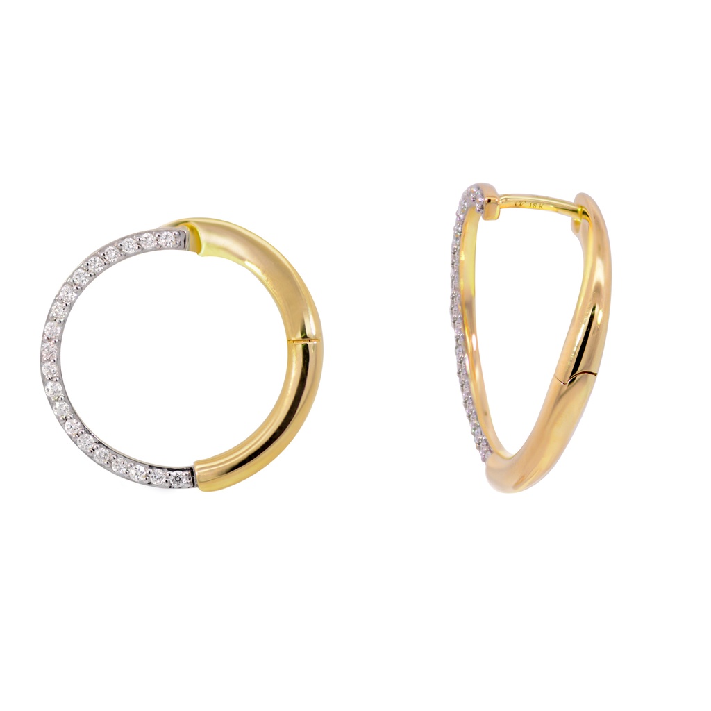 Aretes DIAMANTE-0.40ct H/SI 7.0gr ORO AMARILLO/BLANCO 18K