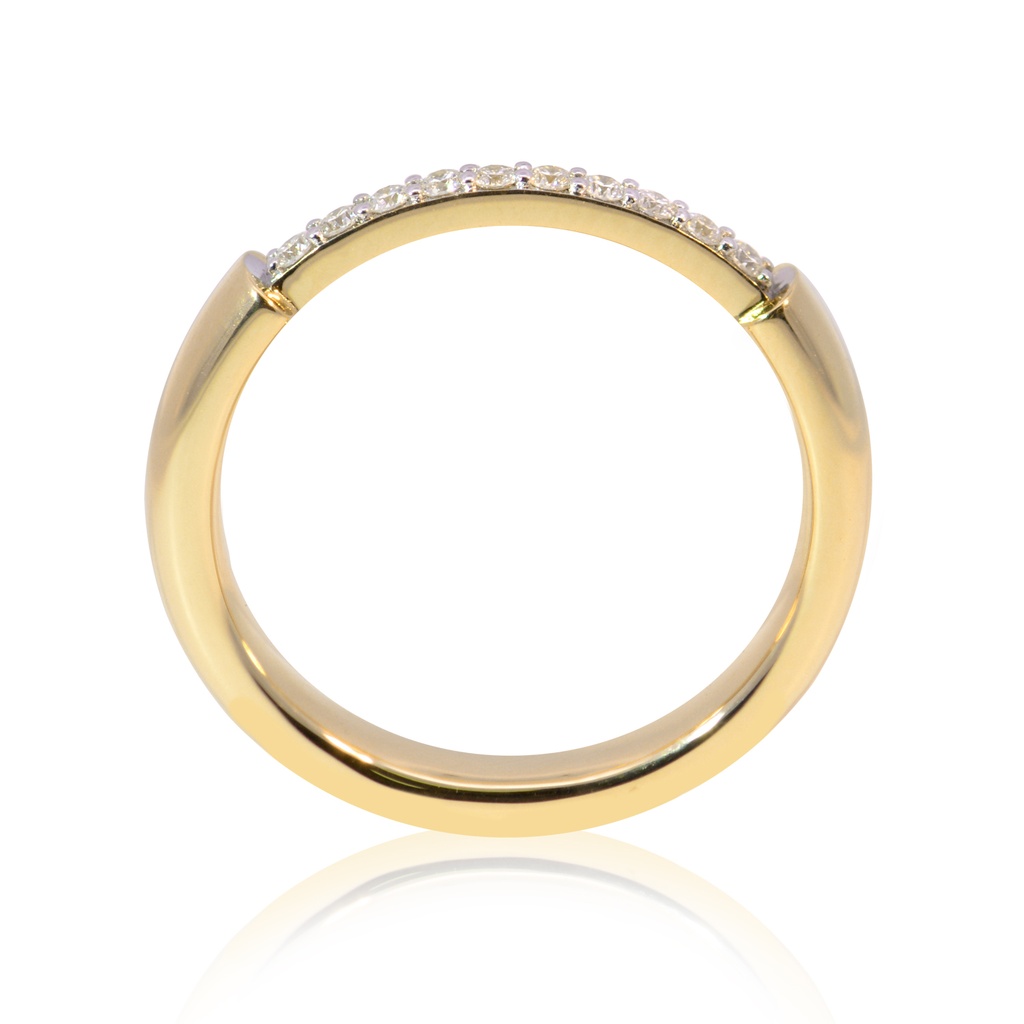 Anillo DIAMANTE-0.12ct H/SI 4.9gr ORO AMARILLO/BLANCO 18K