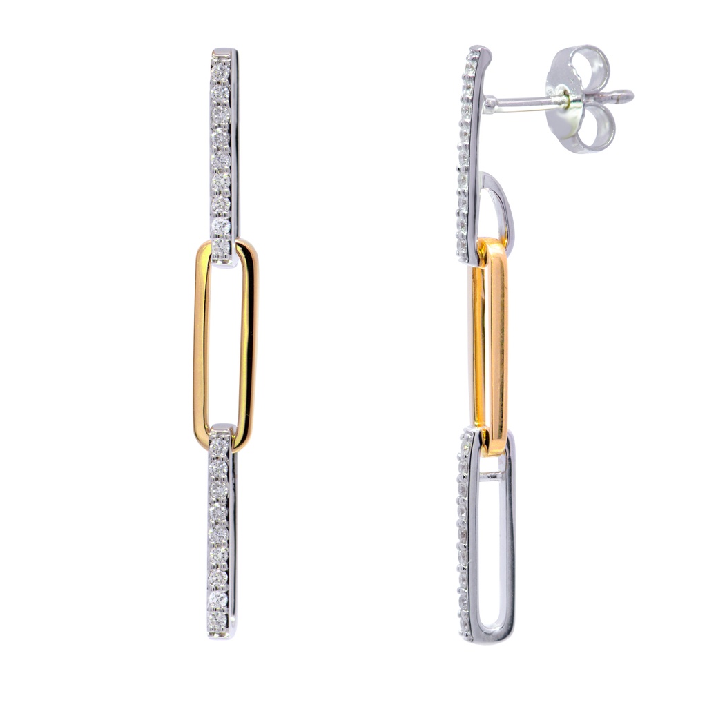 Aretes DIAMANTE 0.27ct H/SI 3.9gr ORO AMARILLO/BLANCO 18K 