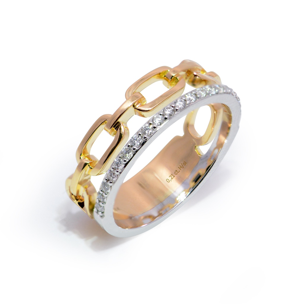 Anillo DIAMANTE 0.21ct H/SI 6.3gr ORO AMARILLO/BLANCO 18K 