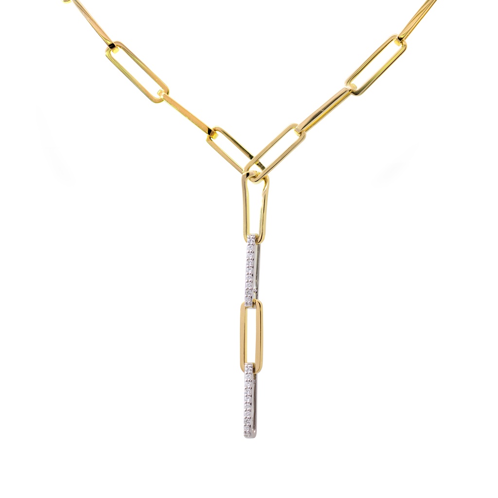 Gargantilla DIAMANTE 0.14ct H/SI 26.0gr 45cm ORO AMARILLO/BLANCO 18K 