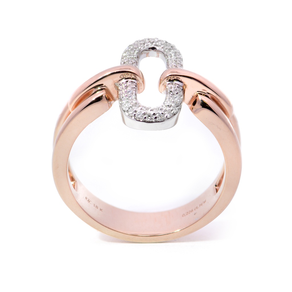 Anillo DIAMANTE-0.22ct H/SI 7.2gr ORO ROSA/BLANCO 18K