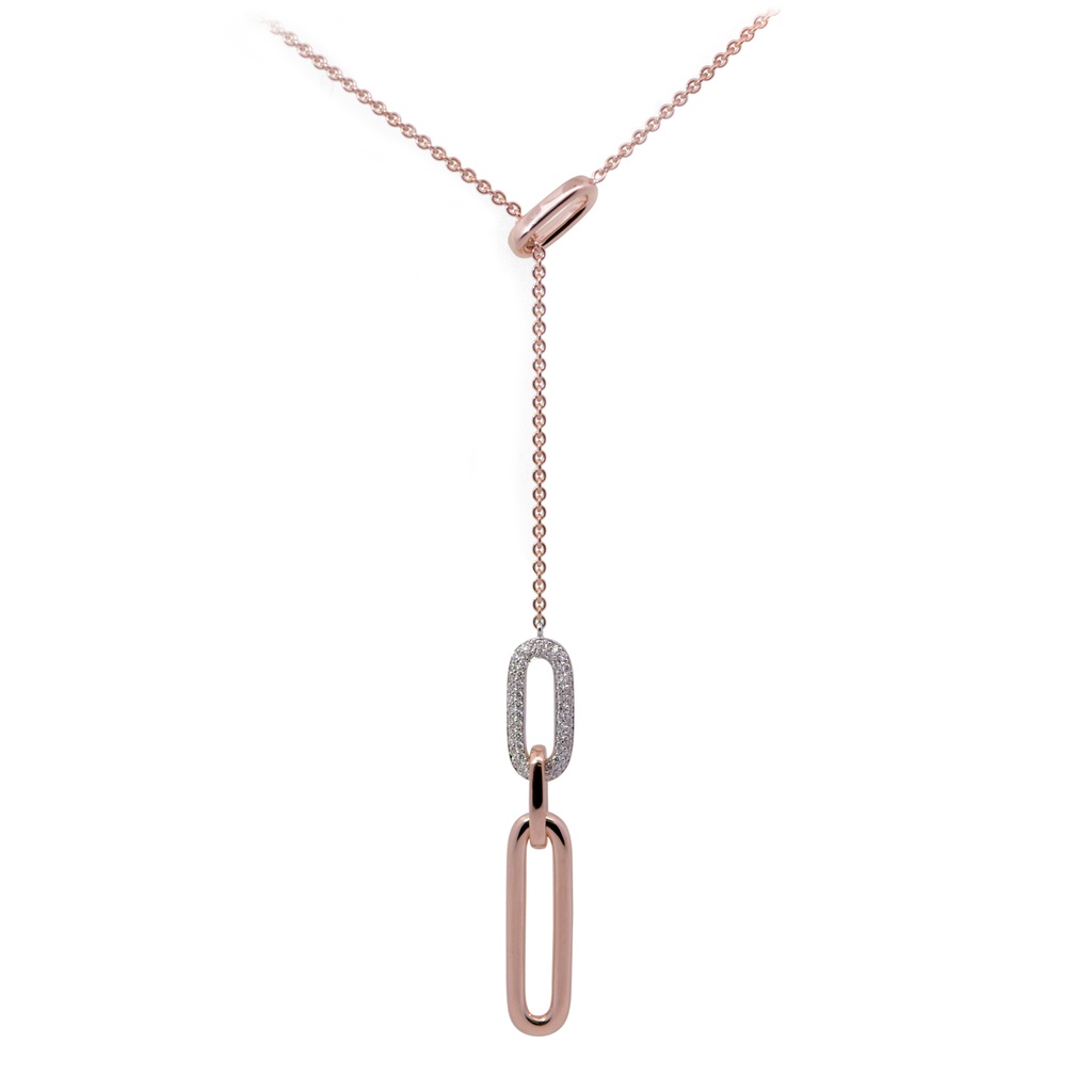 Gargantilla DIAMANTE-0.28ct H/SI 45cm 11.1gr ORO ROSA/BLANCO 18K