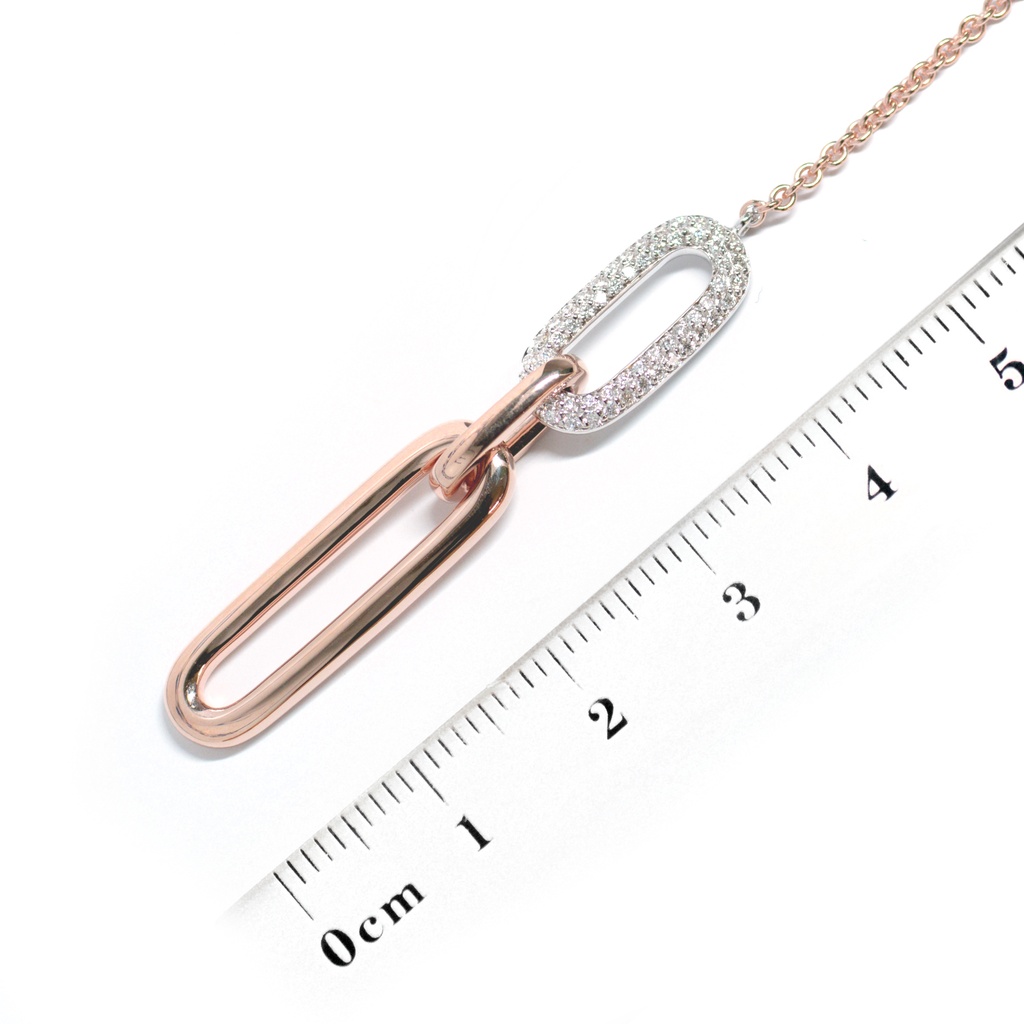 Gargantilla DIAMANTE-0.28ct H/SI 45cm 11.1gr ORO ROSA/BLANCO 18K