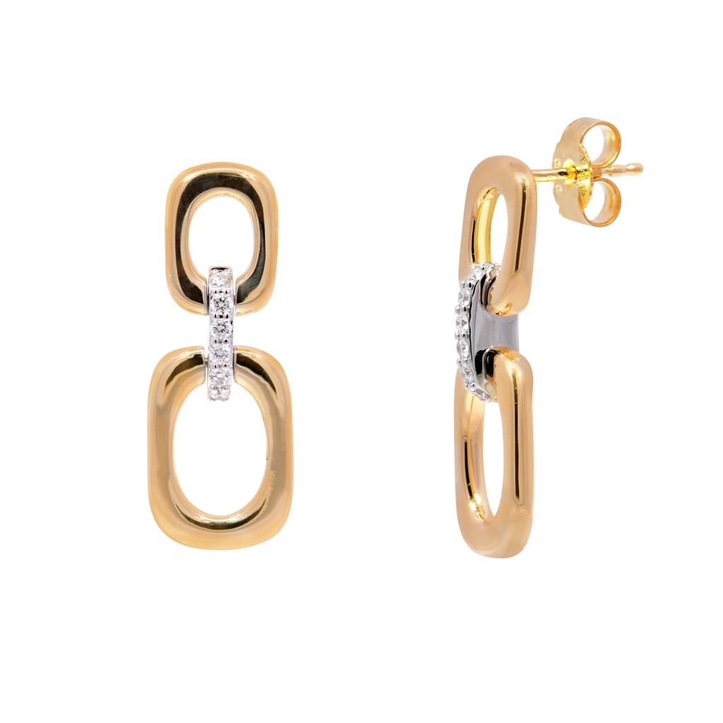 Aretes DIAMANTE-0.18ct H/SI 8.8gr ORO AMARILLO/BLANCO 18K