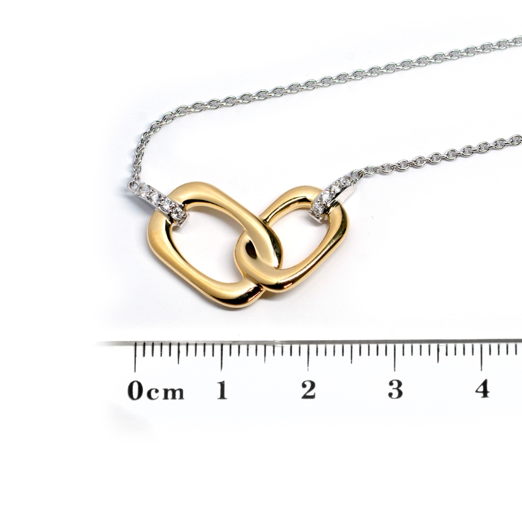 Gargantilla DIAMANTE-0.12ct H/SI 45cm 9.0gr ORO AMARILLO/BLANCO 18K