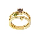 Anillo CUARZO AHUMADO / PERIDOTO / ZAFIRO AMARILLO 7.5gr ORO AMARILLO 18K