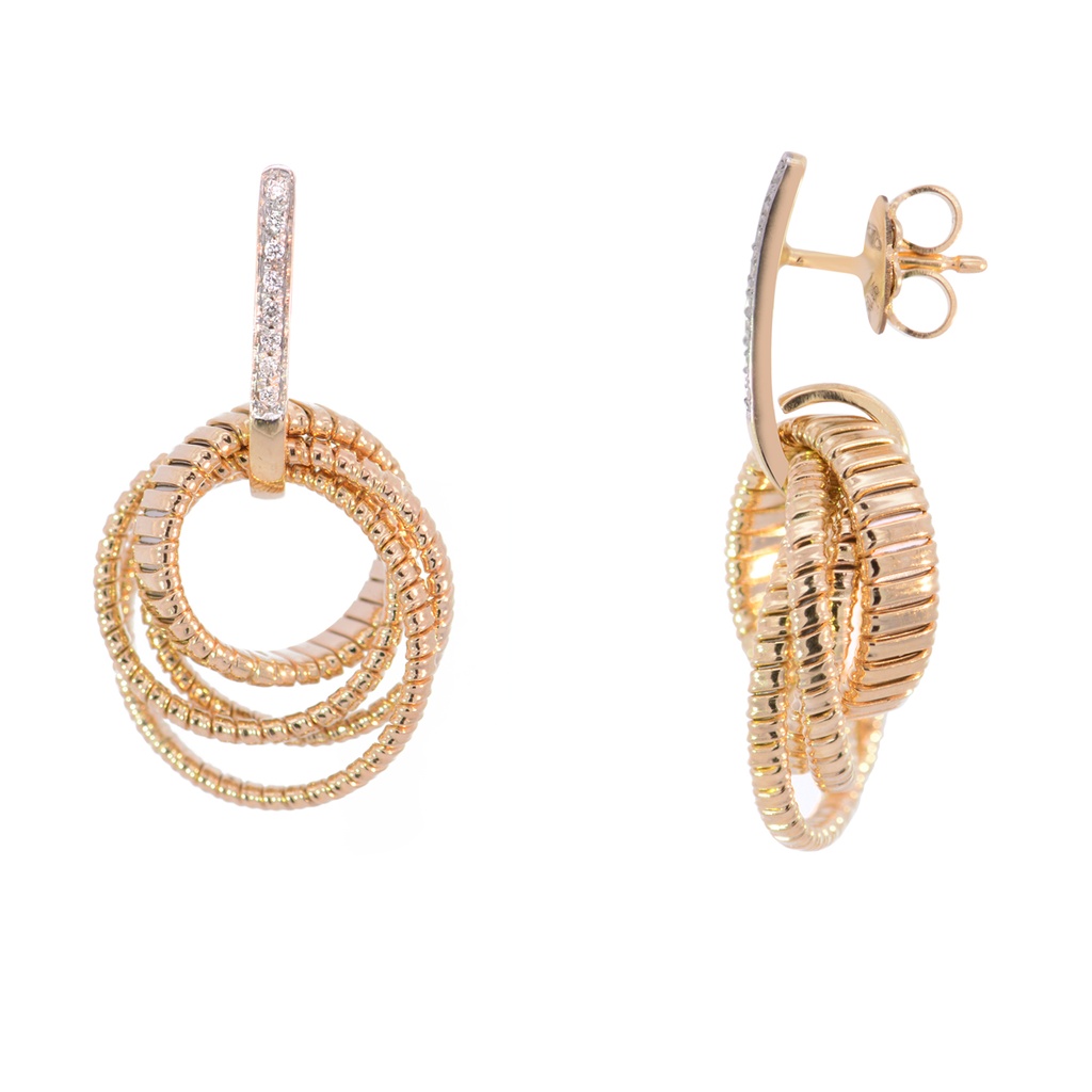 ARETES BUNDLES DIAMANTES-0.08ct GVS 11.2gr. ORO AMARILLO/BLANCO 18K