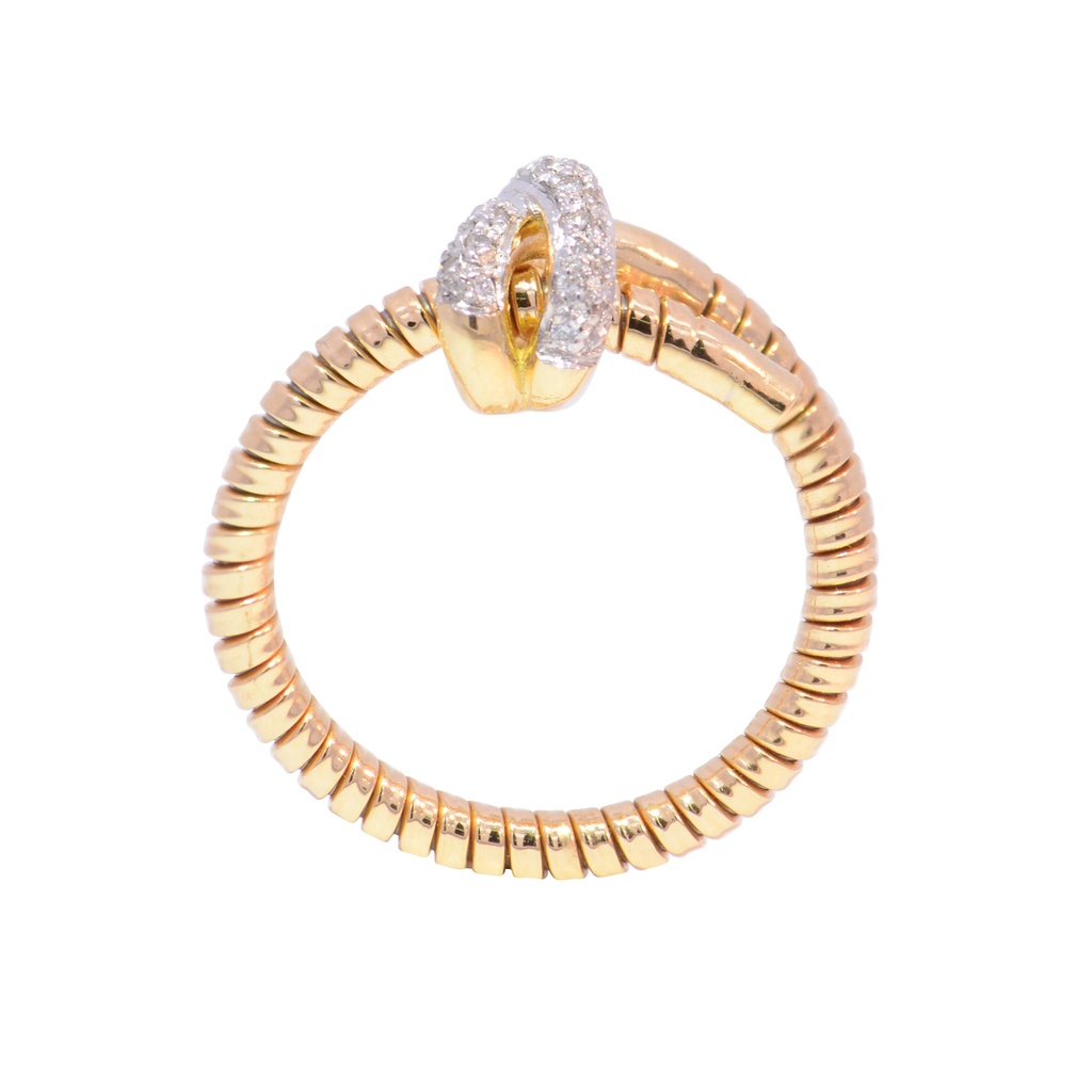 ANILLO NODO DIAMANTES-0.09ct GVS 4.1gr. AMARILLO/BLANCO 18K