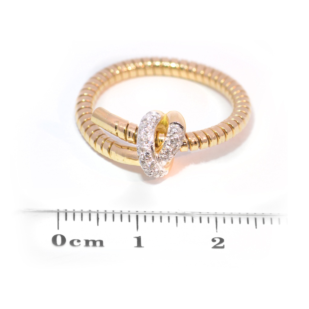 ANILLO NODO DIAMANTES-0.09ct GVS 4.1gr. AMARILLO/BLANCO 18K