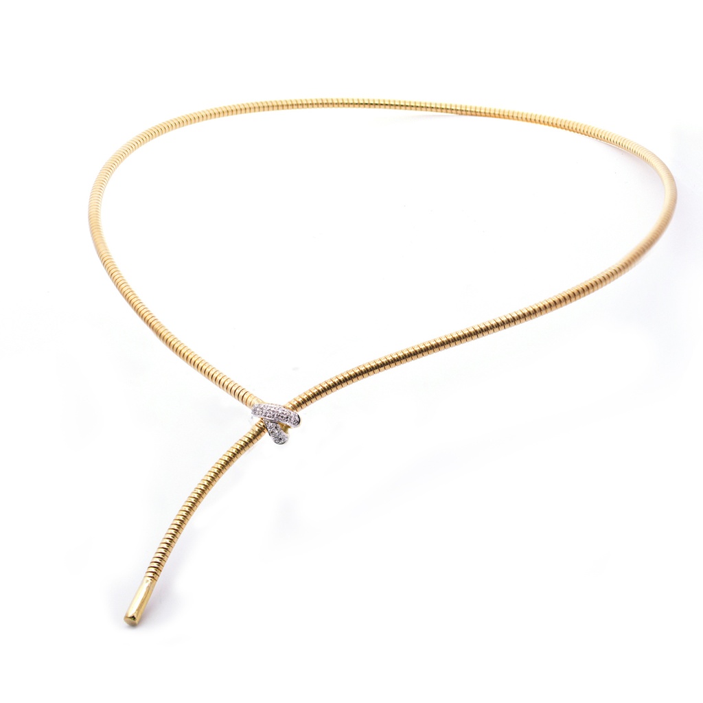 GARGANTILLA LARIAT NODO DIAMANTES-0.13ct GVS 22.1gr. ORO AMARILLO/BLANCO 18K