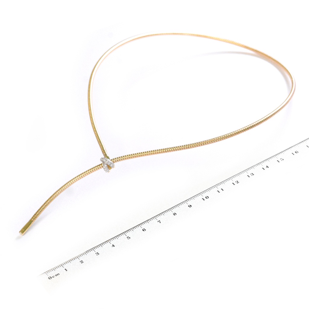 GARGANTILLA LARIAT NODO DIAMANTES-0.13ct GVS 22.1gr. ORO AMARILLO/BLANCO 18K