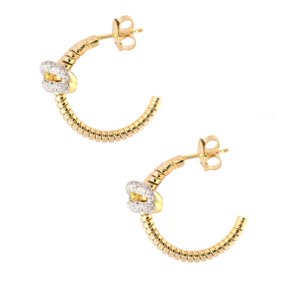 ARETES NODO DIAMANTES-0.22ct GVS 8.62gr. ORO AMARILLO/BLANCO 18K