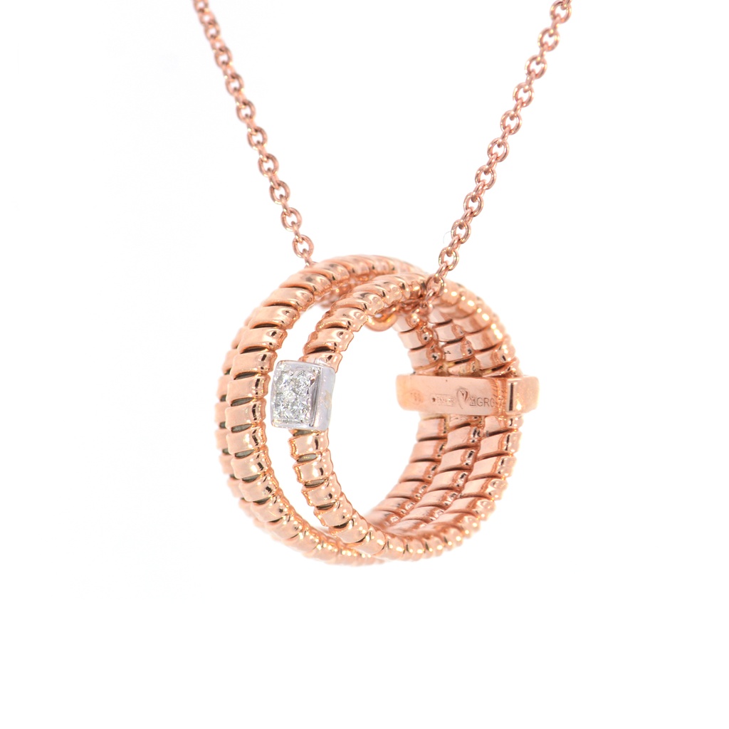 GARG C/DIJE CULT DIAMANTES-0.03ct GVS 5.6gr. 43/45cm. ORO ROSA/BLANCO 18K