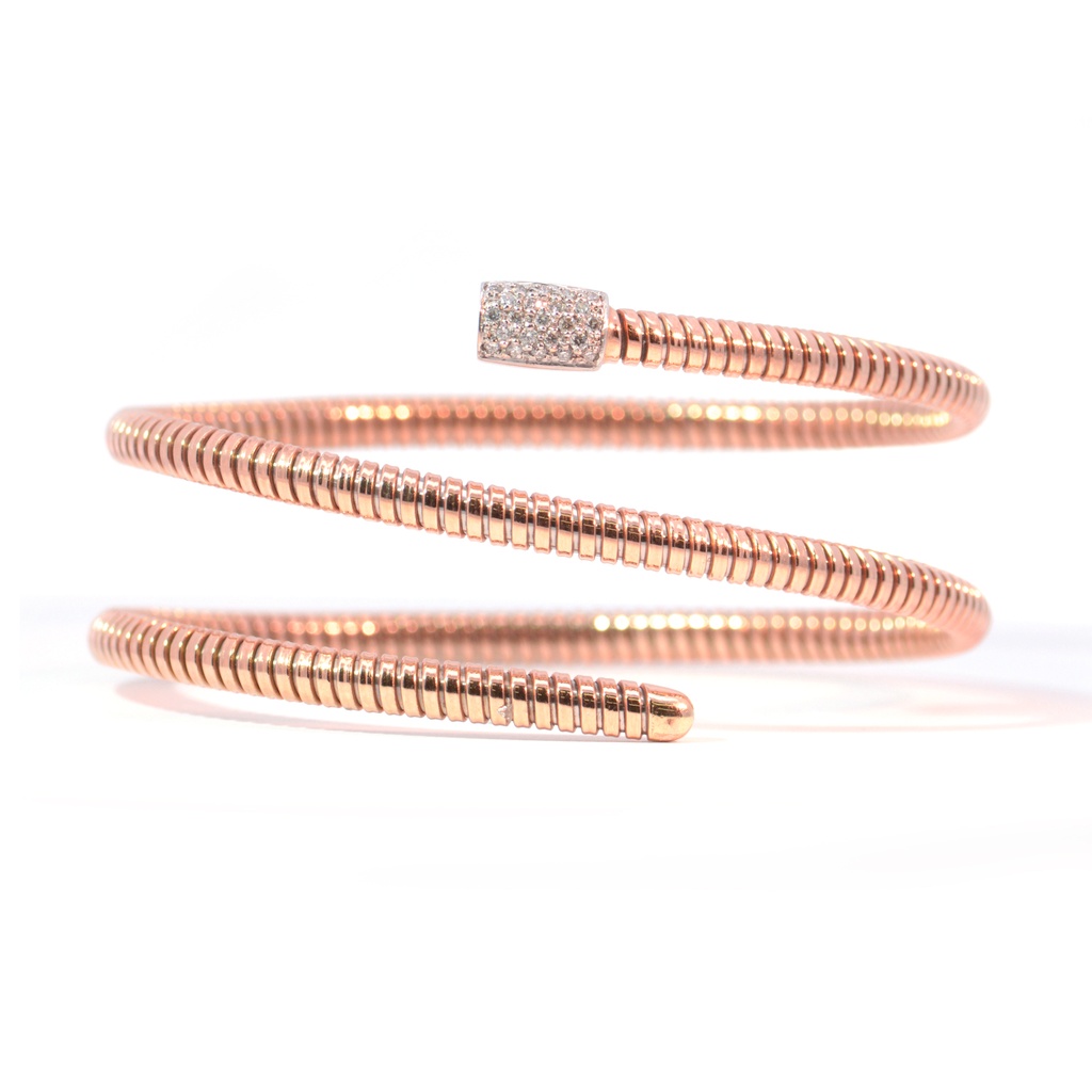 BRAZALETE BASIC DIAMANTES-0.18ct GVS 17.2gr. ORO ROSA/BLANCO 18K