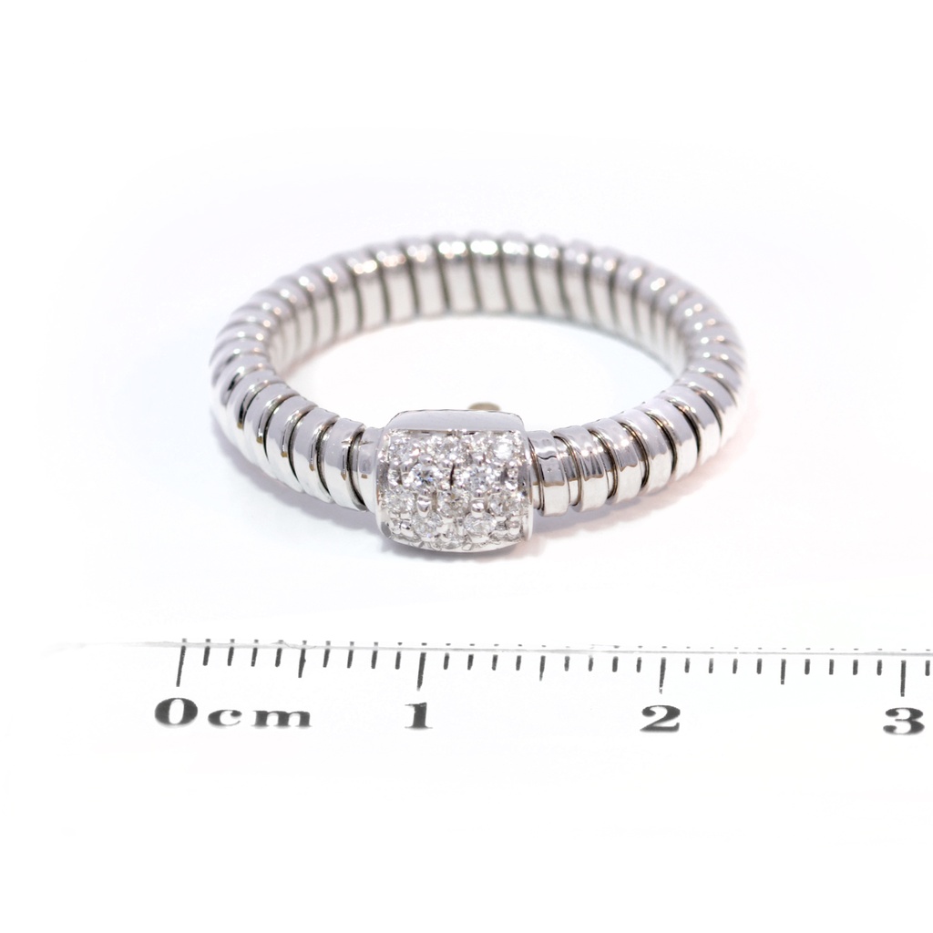 ANILLO BASIC DIAMANTES-0.13ct GVS 3.8gr. ORO BLANCO 18K