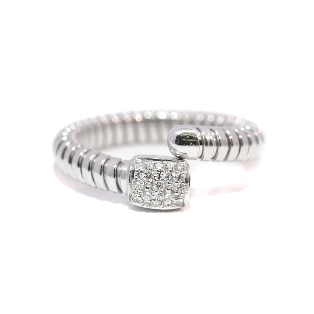 ANILLO BASIC DIAMANTES-0.13ct GVS 3.8gr. ORO BLANCO 18K