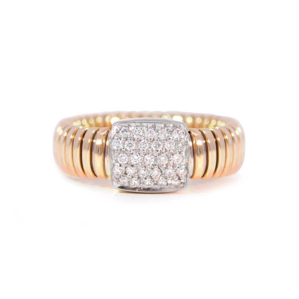 ANILLO BASIC DIAMANTES-0.27ct GVS 7.0gr. ORO AMARILLO/BLANCO 18K