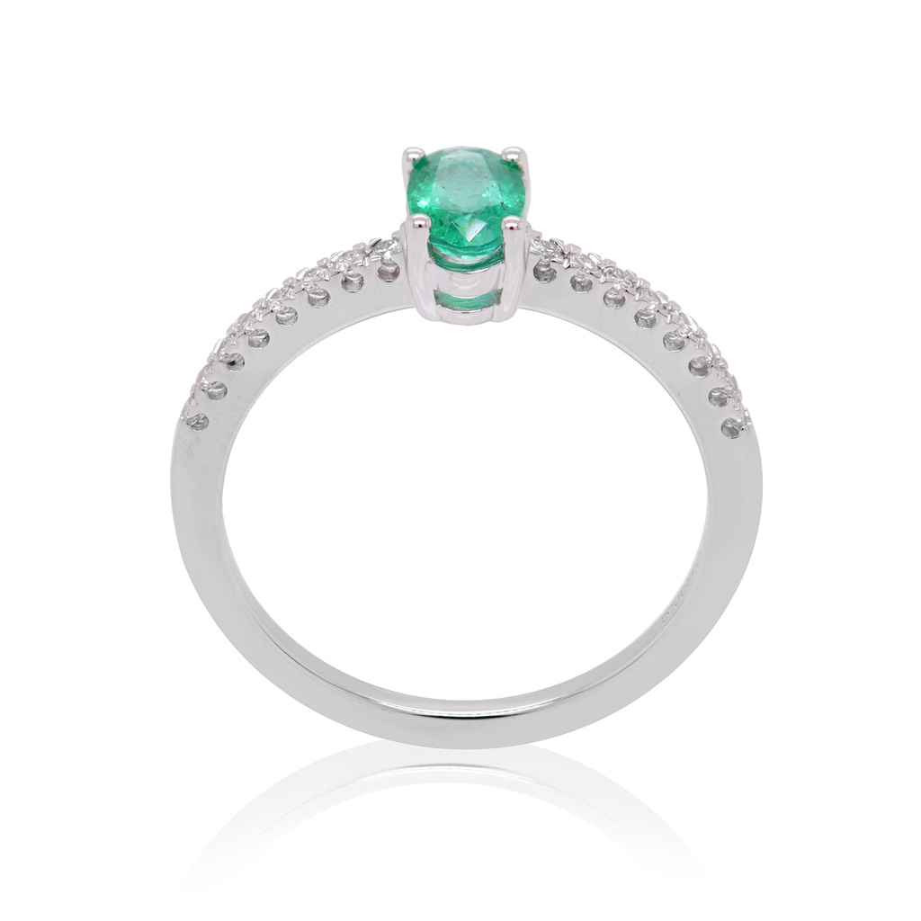 ANILLO CELLINI ESMERALDA 36P-OV 16B12P GVS 2.1GR ORO BLANCO 18K