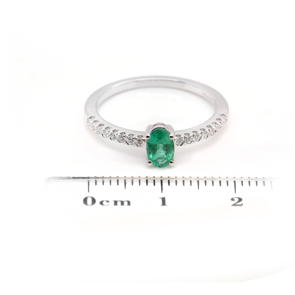 ANILLO CELLINI ESMERALDA 36P-OV 16B12P GVS 2.1GR ORO BLANCO 18K