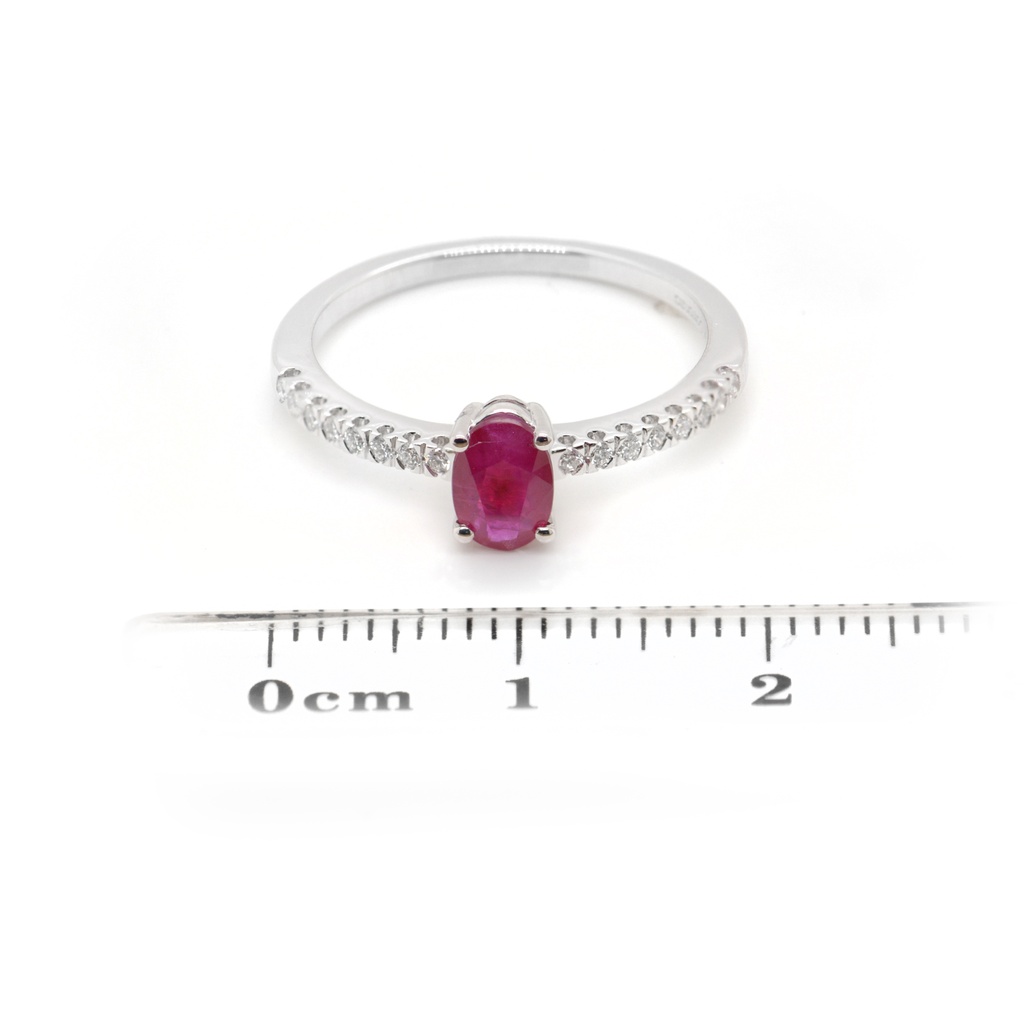 ANILLO CELLINI RUBY 64P-OV 16B12P GVS 2.1GR ORO BLANCO 18K