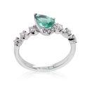 ANILLO LA CEIBA ESMERALDA 54P-PERA 11B26P GVS 2.6GR ORO BLANCO 18K