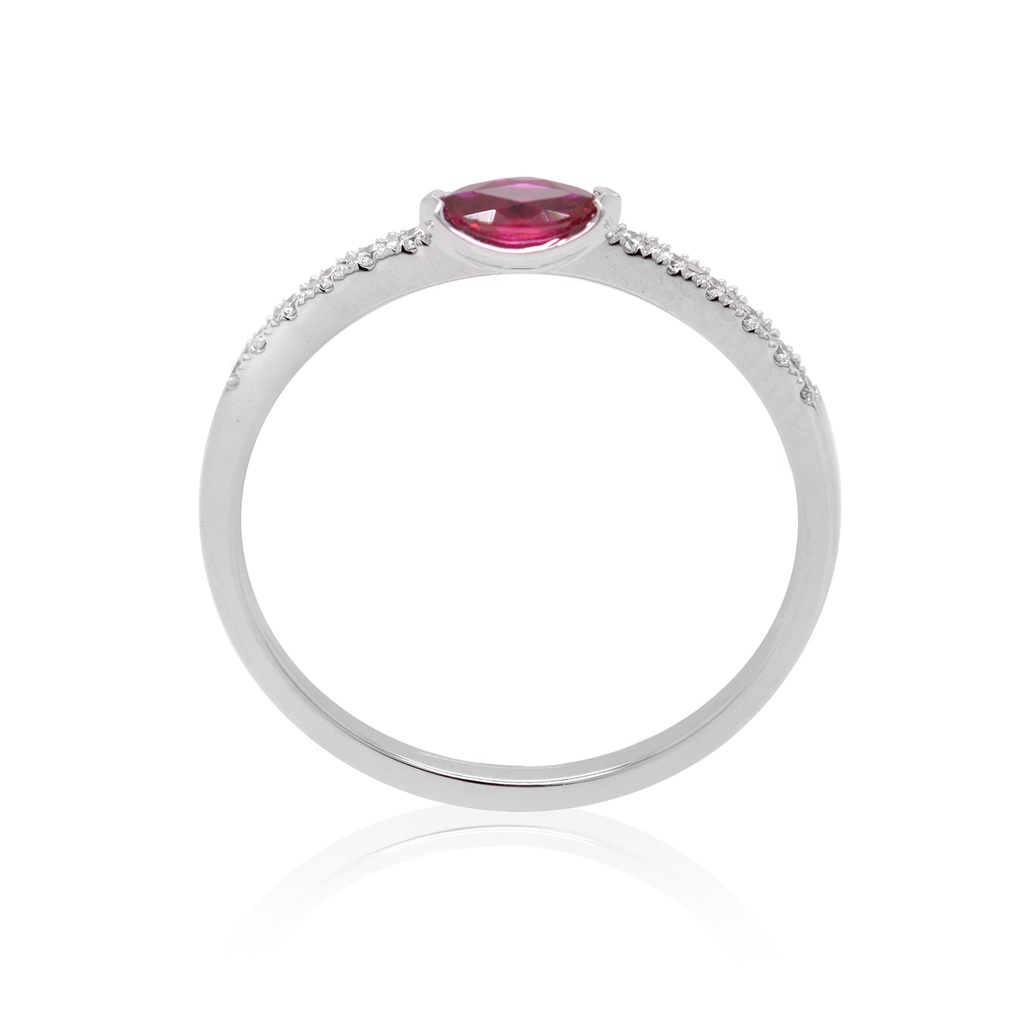 ANILLO MARÍA DE LUJO RUBY 14P-MQ y 12B6P GVS 1.1gr ORO BLANCO 18K