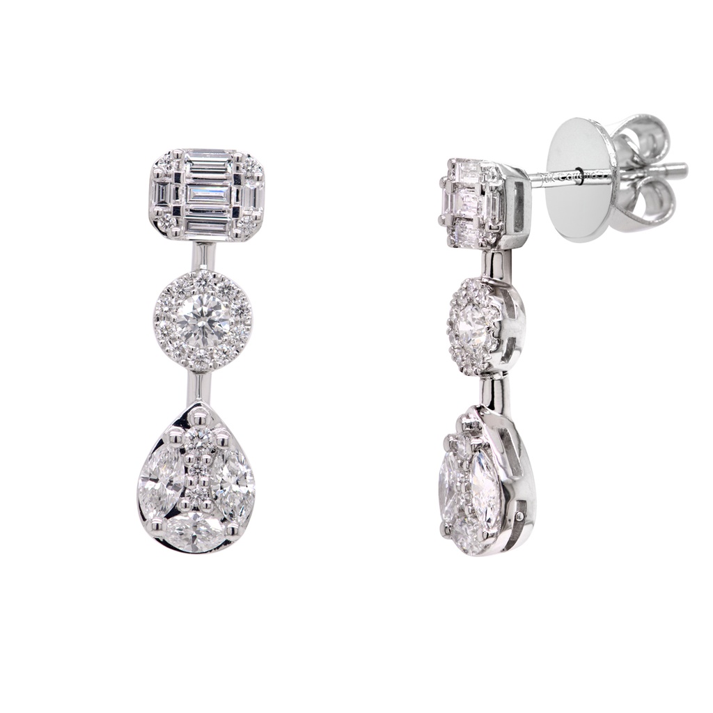 ARETES ALEBRIJE LINE 6D41P-MQ 36D36P-RD 10D27P-BG 3.3GR ORO BLANCO 18K