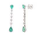 ARETES LA CEIBA 4-ESMERALDAS 120P-PERA 20B33P GVS 3.4GR ORO BLANCO 18K