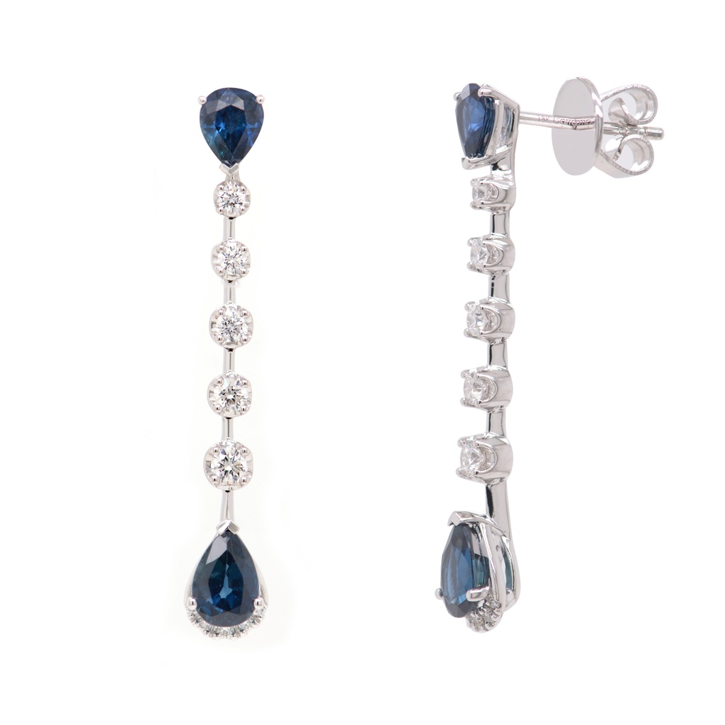 ARETES LA CEIBA 4-ZAFIROS 175P-PERA 20B34P GVS 3.1GR ORO BLANCO 18K