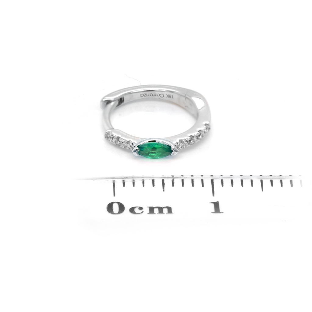 ARETES MARÍA DE LUJO 2 ESMERALDAS 12P-MQ y 14B5P GVS 1.4gr ORO BLANCO 18K