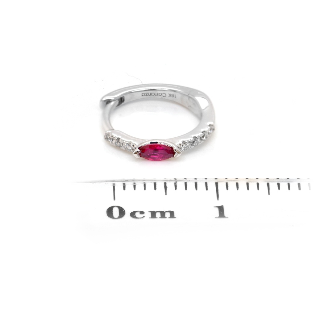 ARETES MARÍA DE LUJO 2 RUBIES 13P-MQ y 14B5P GVS 1.4gr ORO BLANCO 18K