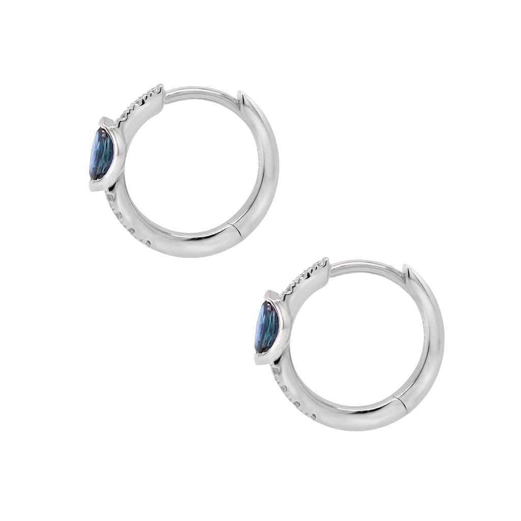 ARETES MARÍA DE LUJO 2 ZAFIROS 20P-MQ y 14B5P GVS 1.4gr ORO BLANCO 18K