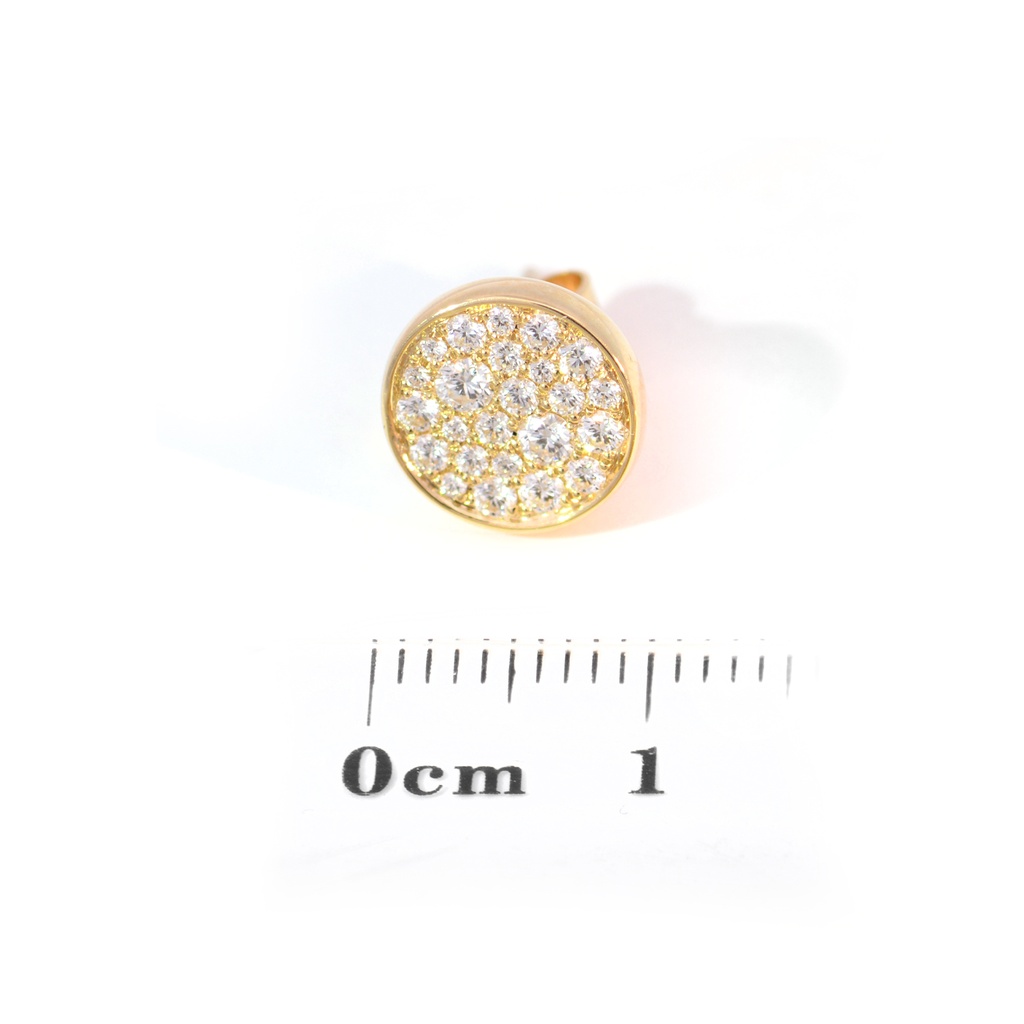 ARETES PAVE DISCO-9.7mm 48-DIAMANTES IDEAL-0.64ct GVS 3.9gr. ORO AMARILLO 18K  