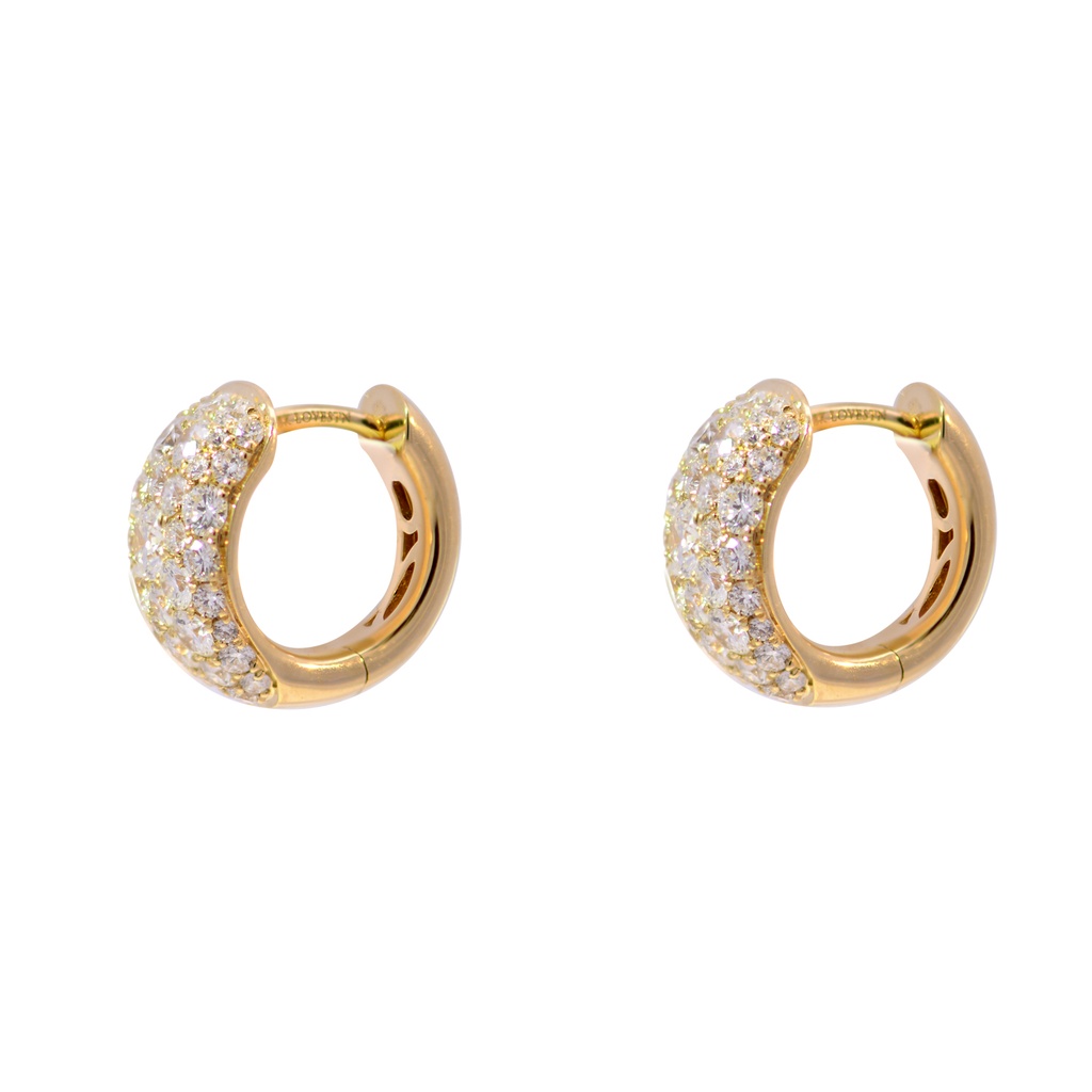 ARRACADAS PAVE 80-DIAMANTES IDEAL-1.47ct GVS 13mm 5.5gr. ORO AMARILLO 18K