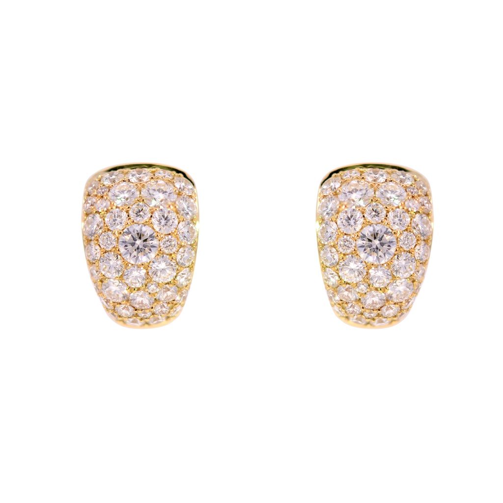 ARRACADAS PAVE 80-DIAMANTES IDEAL-1.47ct GVS 13mm 5.5gr. ORO AMARILLO 18K