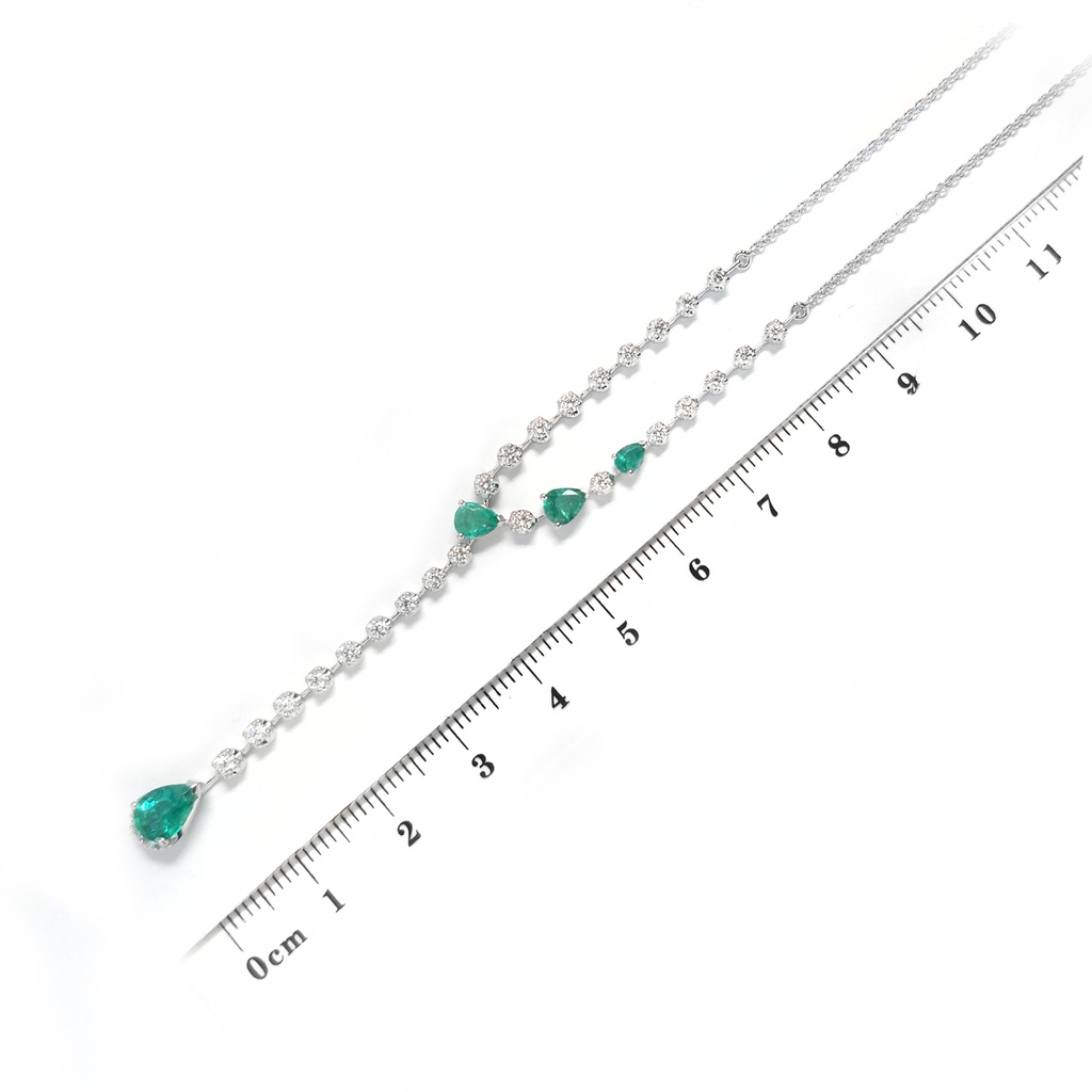 GARGANTILLA LA CEIBA 4-ESMERALDAS 1.23CT-PERA 30B71P GVS 40/45cm 6.0GR ORO BLANCO 18K