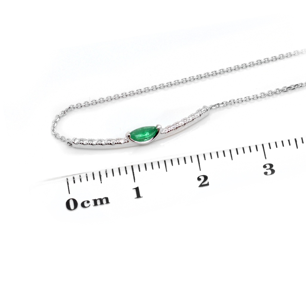 GARGANTILLA MARÍA DE LUJO ESMERALDA 11P-MQ y 12B6P GVS 40/45cm 2.0gr ORO BLANCO 18K 