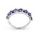 ANILLO 7-ZAFIROS Talla/Pera 1.27ct, 6-DIAMANTES Talla/Brillante 0.05ct, 1.84gr ORO BLANCO 18K