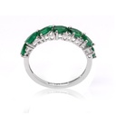 ANILLO 7-ESMERALDAS Talla/Pera 1.15ct, 6-DIAMANTES Talla/Brillante 0.05ct, 1.84gr ORO BLANCO 18K