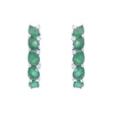 ARETES 10-ESMERALDAS Talla/Pera 1.25ct, 10-DIAMANTES Talla/Brillante 0.08ct, 2.9gr ORO BLANCO 18K