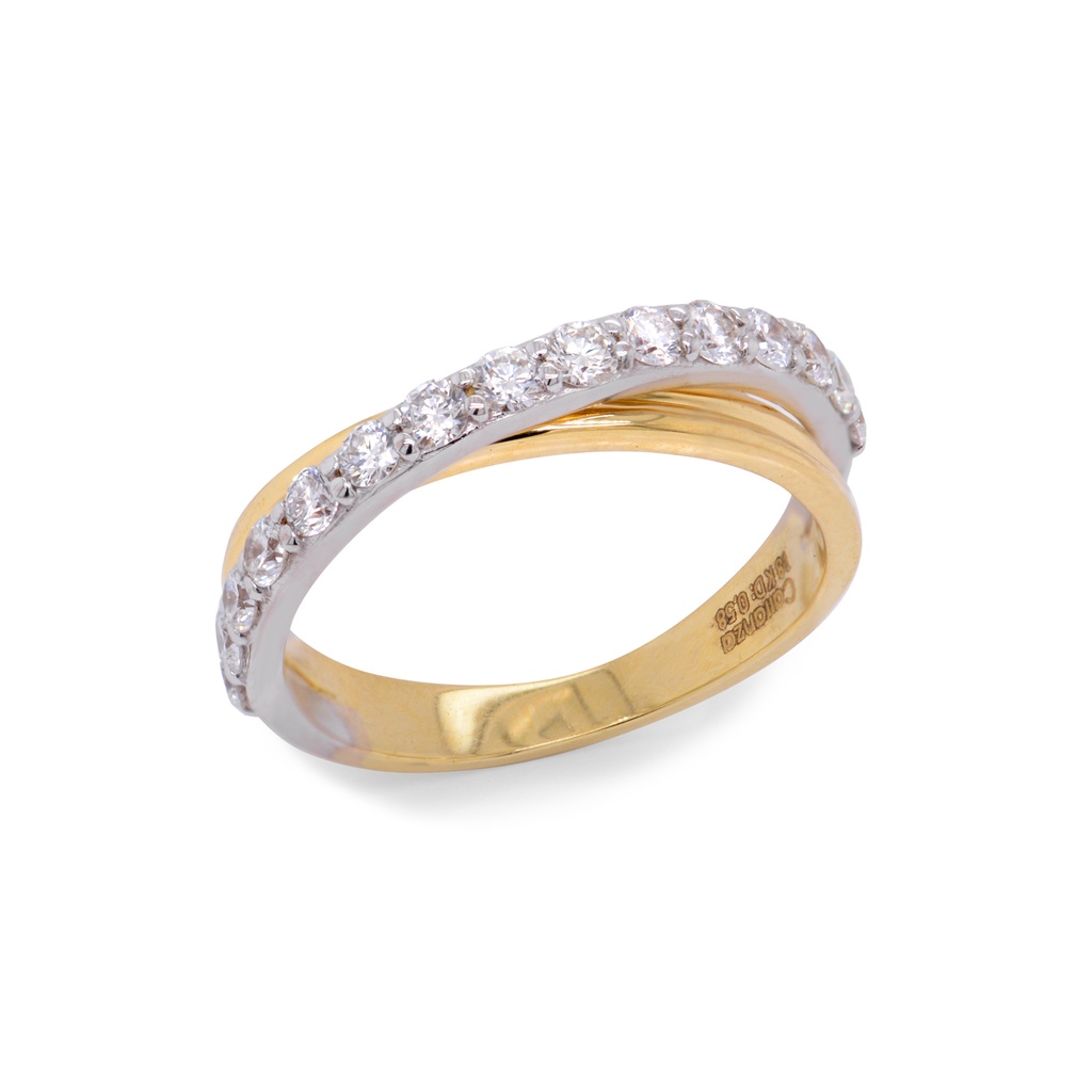 ANILLO “AXIS“ 15-DIAMANTES 0.58ct 4.0gr. ORO AMARILLO/BLANCO 18K