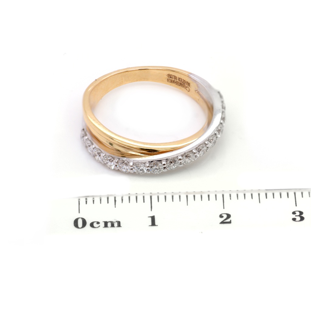 ANILLO “AXIS“ 15-DIAMANTES 0.58ct 4.0gr. ORO AMARILLO/BLANCO 18K