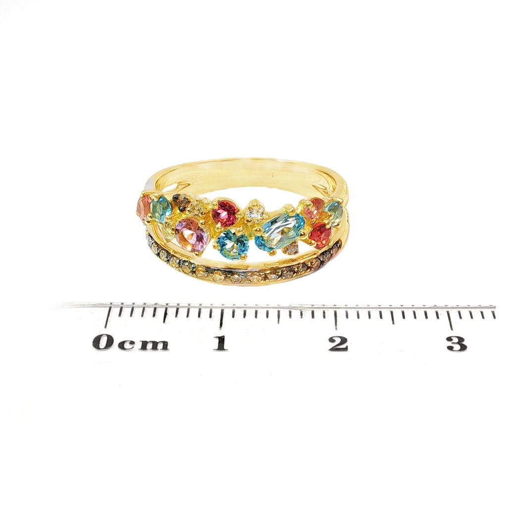 Anillo BRUMANI Baobab DIAMANTE-0.15ct MULTI/GEMAS 4.5gr ORO AMARILLO 18K