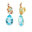 Aretes BRUMANI Baobab DIAMANTE-0.03ct MULTI/GEMAS 13.2gr ORO AMARILLO 18K