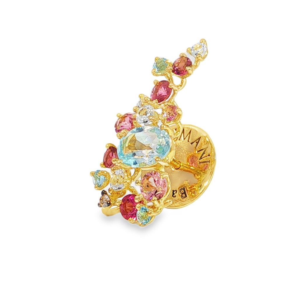 Aretes BRUMANI Baobab DIAMANTE-0.03ct MULTI/GEMAS 13.2gr ORO AMARILLO 18K
