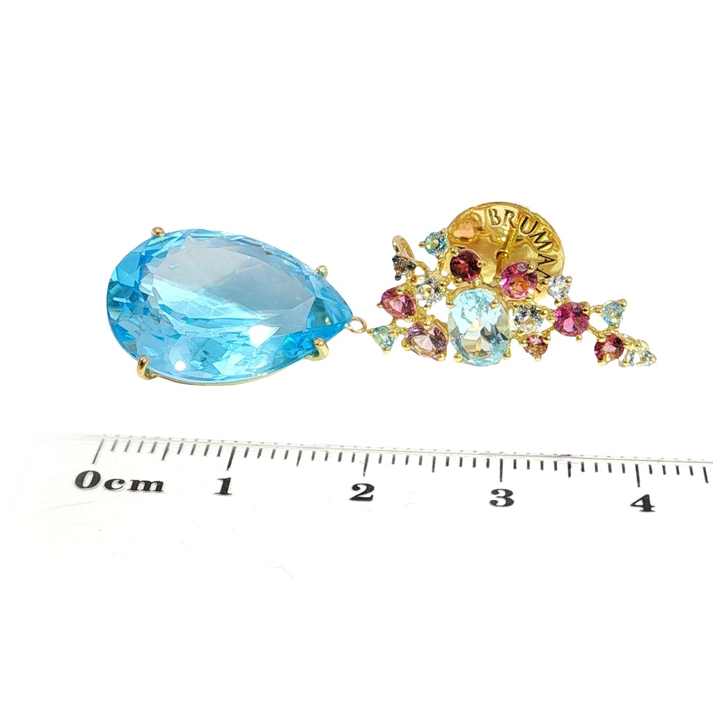 Aretes BRUMANI Baobab DIAMANTE-0.03ct MULTI/GEMAS 13.2gr ORO AMARILLO 18K