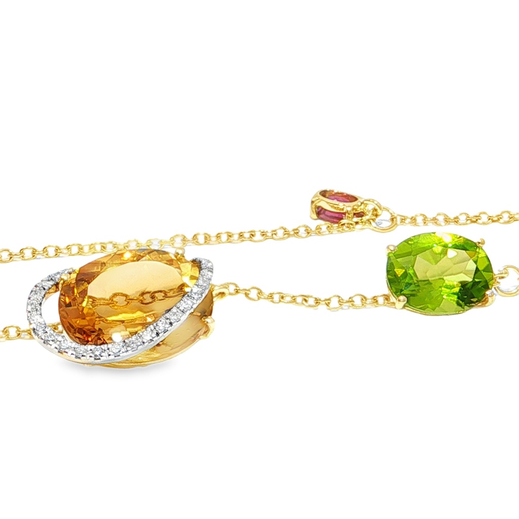 Gargantilla BRUMANI Looping Shine DIAMANTE-0.10ct MULTI/GEMAS 8.0gr 39/41/43cm ORO AMARILLO/BLANCO 18K