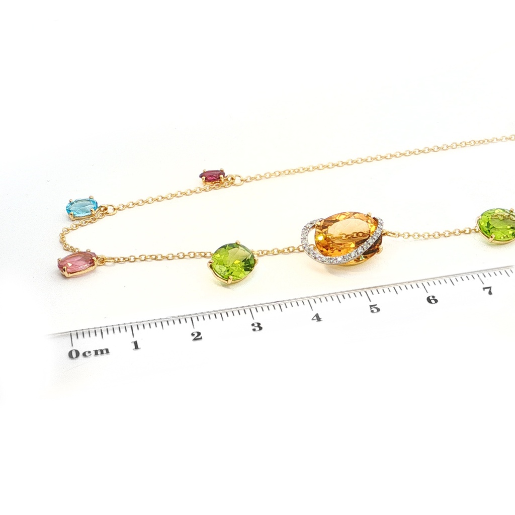 Gargantilla BRUMANI Looping Shine DIAMANTE-0.10ct MULTI/GEMAS 8.0gr 39/41/43cm ORO AMARILLO/BLANCO 18K