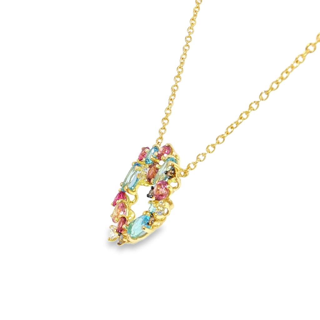 Gargantilla BRUMANI Baobab DIAMANTE-0.06ct MULTI/GEMA 5.2gr 41/43/45cm ORO AMARILLO 18K
